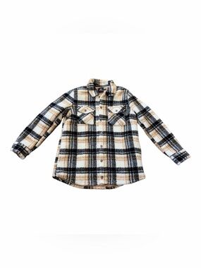 Volcom Sherpa Plaid Jacket Shacket Women's Size Medium Oversized Fit